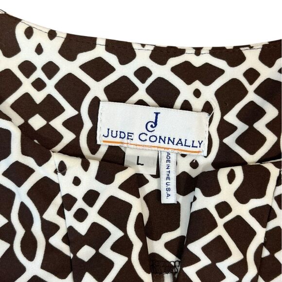 J. McLaughlin Brown and White Patterned Sleeveless Sheath Dress, Size L - Picture 5 of 9